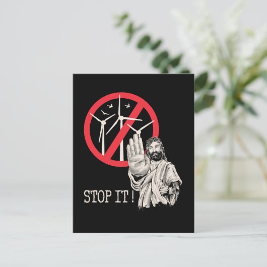 Carte Postale Jésus serait contre l'énergie éolienne (Debout devant)