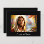 Carte Postale Jésus souriant dans une forêt céleste (Devant / Derrière)