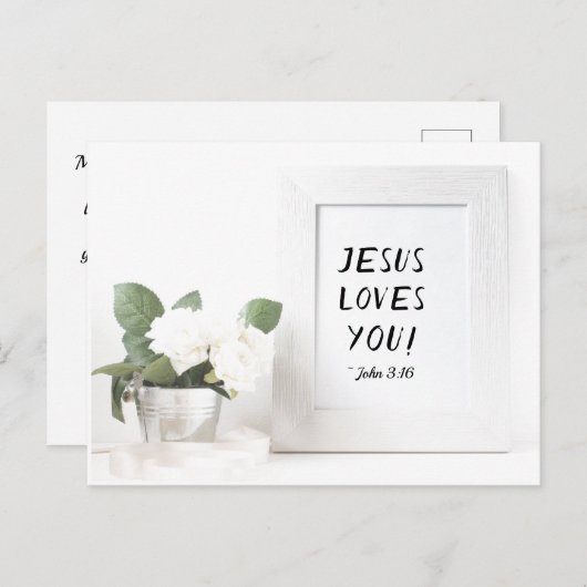 Carte Postale Jésus T'Aime ! John 3:16, Écriture de référence (Devant / Derrière)