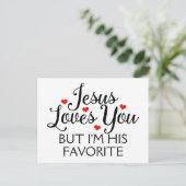 Carte Postale Jésus t'aime Slogan Favori Drôle (Debout devant)