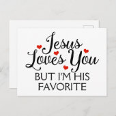 Carte Postale Jésus t'aime Slogan Favori Drôle (Devant / Derrière)