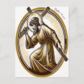 Carte Postale Jésus tenant la croix d'or de manière réversible (Devant)