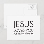 Carte Postale Jésus vous aime mais je suis son favori (Devant / Derrière)