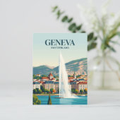 Carte Postale Jet d'Eau Suisse (Debout devant)