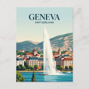 Carte Postale Jet d'Eau Suisse