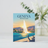 Carte Postale Jet d'Eau Suisse (Debout devant)