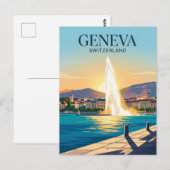 Carte Postale Jet d'Eau Suisse (Devant / Derrière)