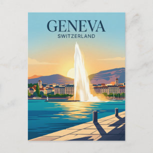 Carte Postale Jet d'Eau Suisse