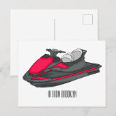 Carte Postale Jet ski cartoon illustration (Devant / Derrière)