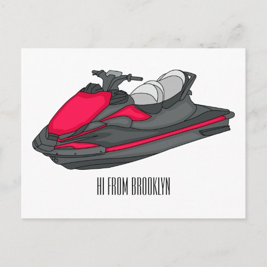 Carte Postale Jet ski cartoon illustration (Devant)