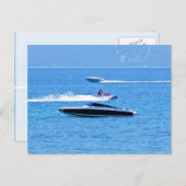 Carte Postale Jet Ski Et Bateaux En Océan (Devant / Derrière)