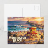Carte Postale Jetée de Huntington Beach USA (Devant / Derrière)
