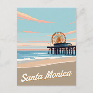 Carte Postale Jetée de la plage de Santa Monica Art vintage