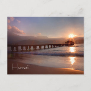 Carte Postale Jetée de plage au coucher du soleil, Hawaii