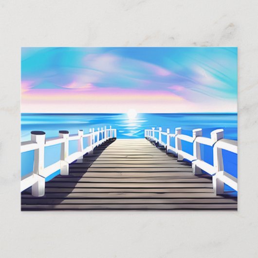 Carte Postale Jetée, océan et ciel à Dawn (Devant)