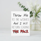 Carte Postale Jetez-Moi Aux Loups - Citation Motivationnelle (Debout devant)