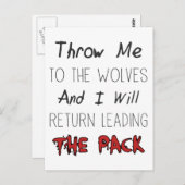 Carte Postale Jetez-Moi Aux Loups - Citation Motivationnelle (Devant / Derrière)
