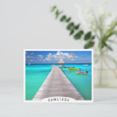 Carte Postale Jetty avec des bateaux dans un lagon tropical (Debout devant)