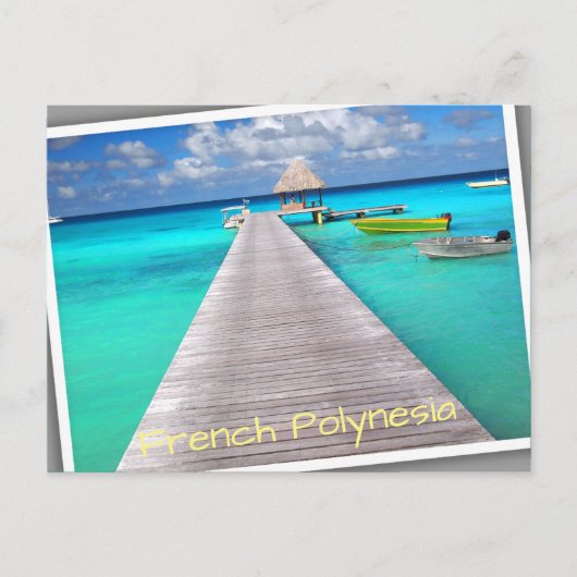 Carte Postale Jetty avec des bateaux dans un lagon tropical (Devant)