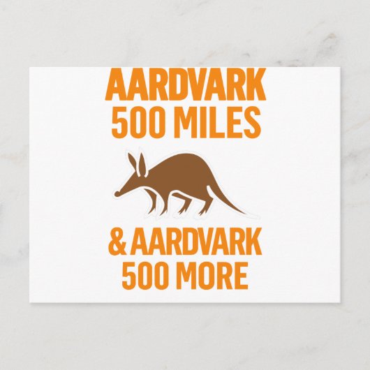Carte Postale Jeu amusant Aardvark 500 Miles (Devant)