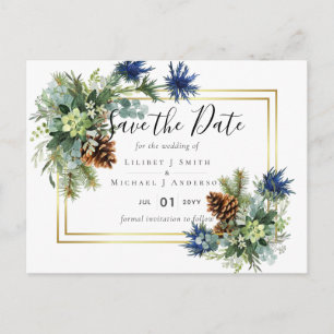 Carte Postale Jeu bleu d'hiver Eucalyptus Mariage Wonderland
