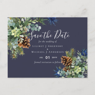 Carte Postale Jeu bleu d'hiver Eucalyptus Mariage Wonderland