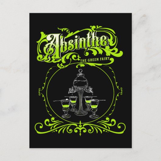 Carte Postale Jeu d'absinthe vintage illustré (Devant)