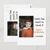 Carte Postale jeu d'anniversaire 5 ans sur photo de garçon date (Devant / Derrière)