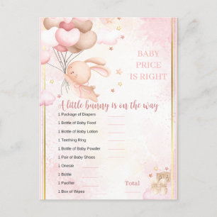 Carte Postale Jeu de Baby Shower pour Bébé Fille Lapin