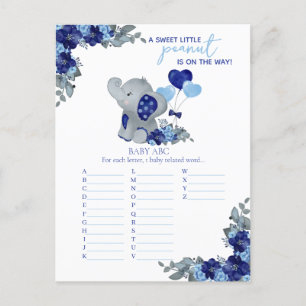 Carte Postale Jeu de Baby Shower pour Garçon Éléphant