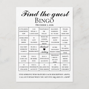 Carte Postale Jeu de bingo personnalisé pour trouver les invités