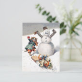 Carte Postale Jeu de chats anthropomorphiques dans le Snow (Debout devant)
