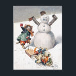 Carte Postale Jeu de chats anthropomorphiques dans le Snow<br><div class="desc">Jeu de chats anthropomorphiques dans le Snow</div>