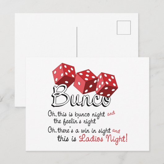 Carte Postale Jeu de dés Bunco (Devant / Derrière)
