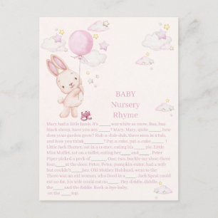 Carte Postale Jeu de Fille pour Baby Shower de Lapin