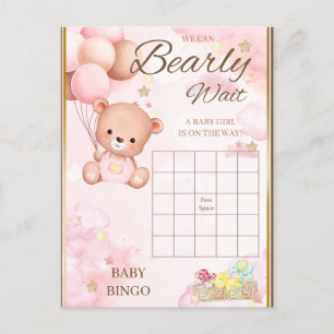 Carte Postale Jeu de Fille pour Baby Shower Ours