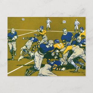 Carte Postale Jeu de football sportif vintage, Gold vs Blue Team
