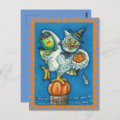 CARTE POSTALE JEU DE FUNNY OU TRAITER ODEUR MON PIEDS HALLOWEEN (Devant / Derrière)