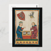 Carte Postale Jeu de jacquet, Art médiéval du XIVe siècle (Devant / Derrière)