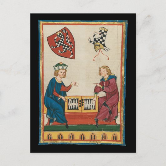 Carte Postale Jeu de jacquet, Art médiéval du XIVe siècle (Devant)