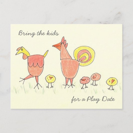 Carte Postale Jeu de la famille de poulet Date Invitation (Devant)