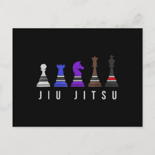 Carte Postale jeu d'échec jiu jitsu, cadeau bjj avec texte.