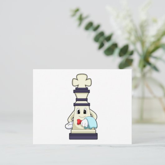 Carte Postale Jeu d'échecs King comme serveur avec serviette (Debout devant)