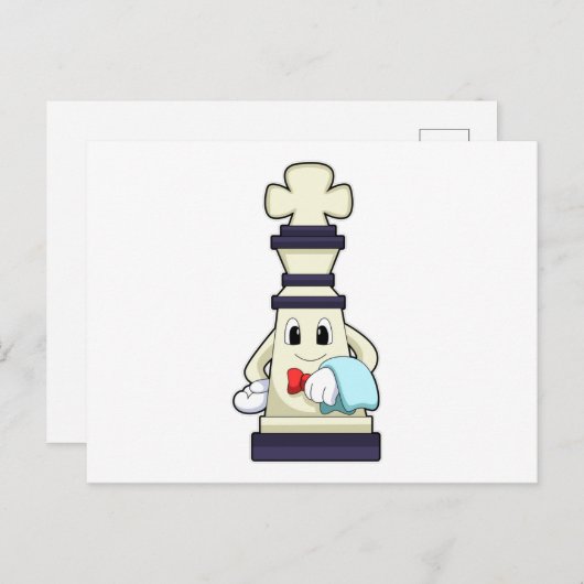 Carte Postale Jeu d'échecs King comme serveur avec serviette (Devant / Derrière)