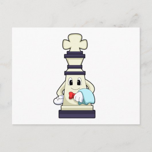 Carte Postale Jeu d'échecs King comme serveur avec serviette (Devant)