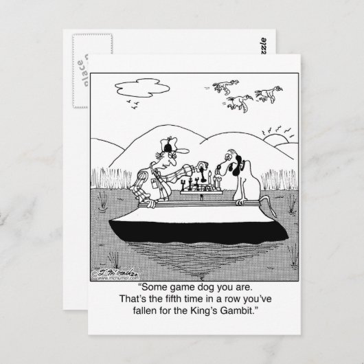 Carte Postale Jeu Dog Joue aux échecs (Devant / Derrière)
