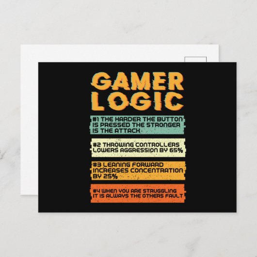 Carte Postale Jeu Gamer Logic (Devant / Derrière)