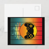 Carte Postale Jeu informatique de jeu de gamer de coucher de sol (Devant / Derrière)