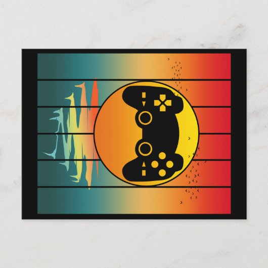 Carte Postale Jeu informatique de jeu de gamer de coucher de sol (Devant)