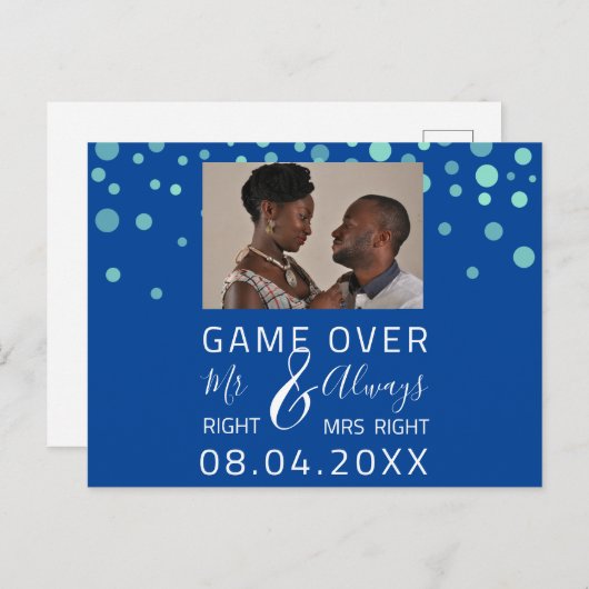 Carte Postale Jeu Sur Funny Enregistrer La Date Mariage Confet P (Devant / Derrière)